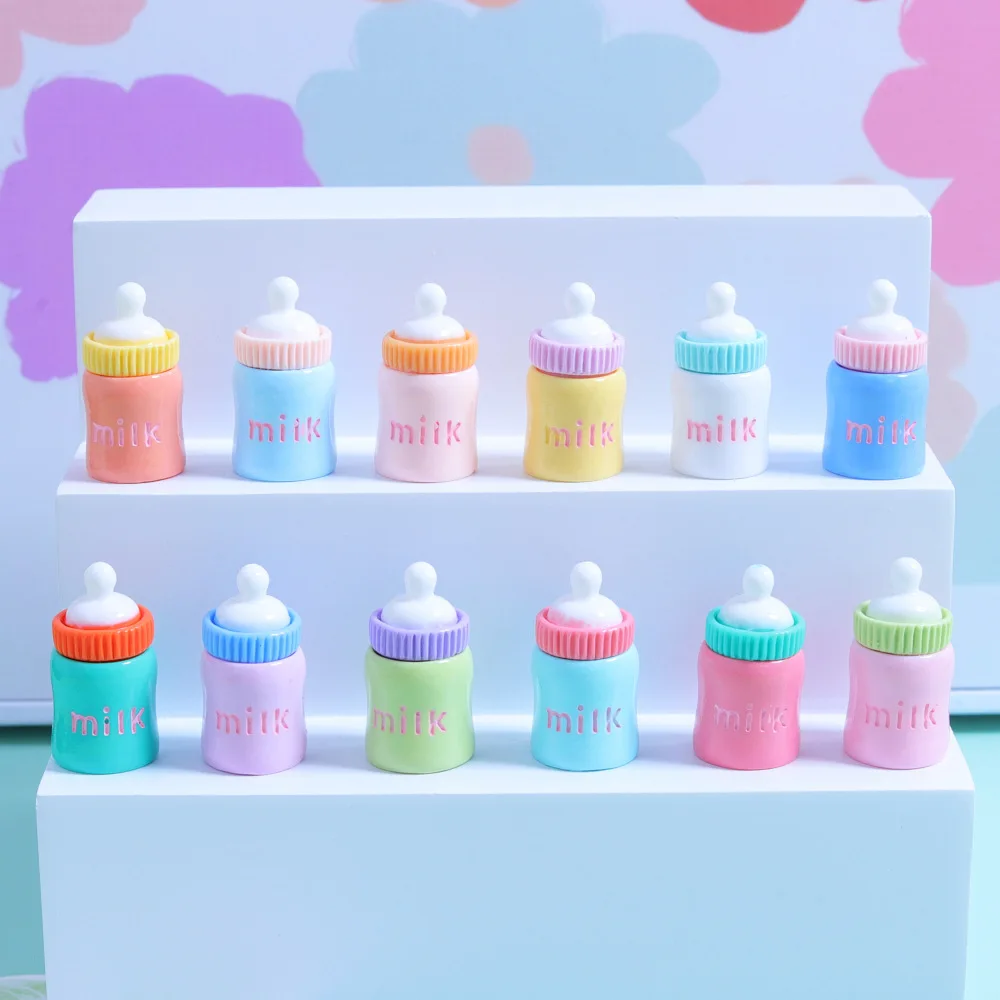 

100pcs Resin Kawaii Mini Milk Baby Feeding Bottle DIY Scrapbooking Craft Decoration Charm for Children Gifts Accessories