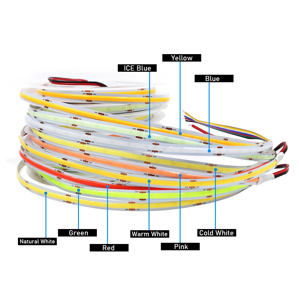 12V 24V COB LED Strip Light RGB White CCT Flexible Led Tape 840 784 528 512 LEDs High Density Bright Liner Lighting Home Decor