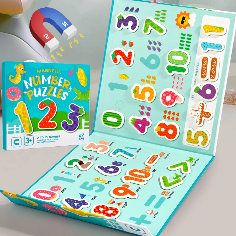 

Magnetic Number Sticker Book Clip Kid Spell Letter Game Cognitive Early Educational Toys Montessori For Children Christmas Gifts