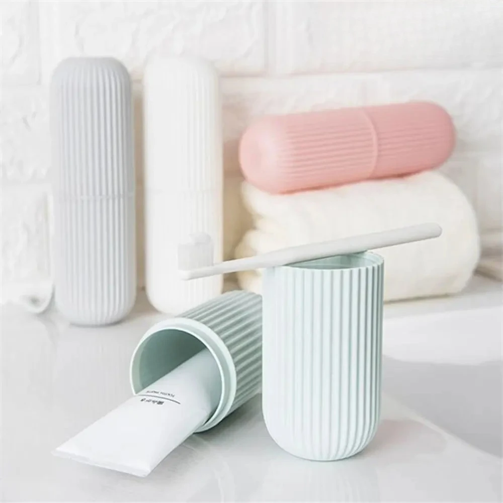 Travel Brushing Cups Simple Tooth Cylinder Toothpaste Cover Portable Travel Suit Couple Toothbrush Box Dental Storage Box