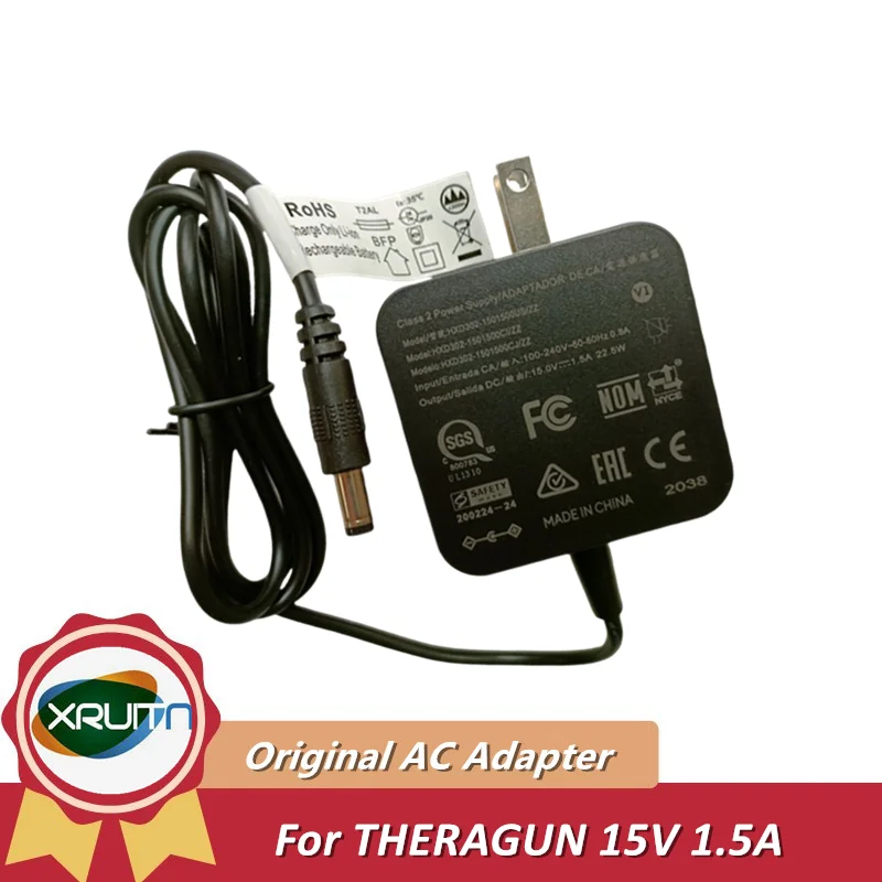 Original For THERAGUN 15V 1.5A HXD302-1501500US/ZZ  Mini Power Supply AC Adapter Charger HXD302-1501500CI/ZZ HXD302-1501500CJ/ZZ