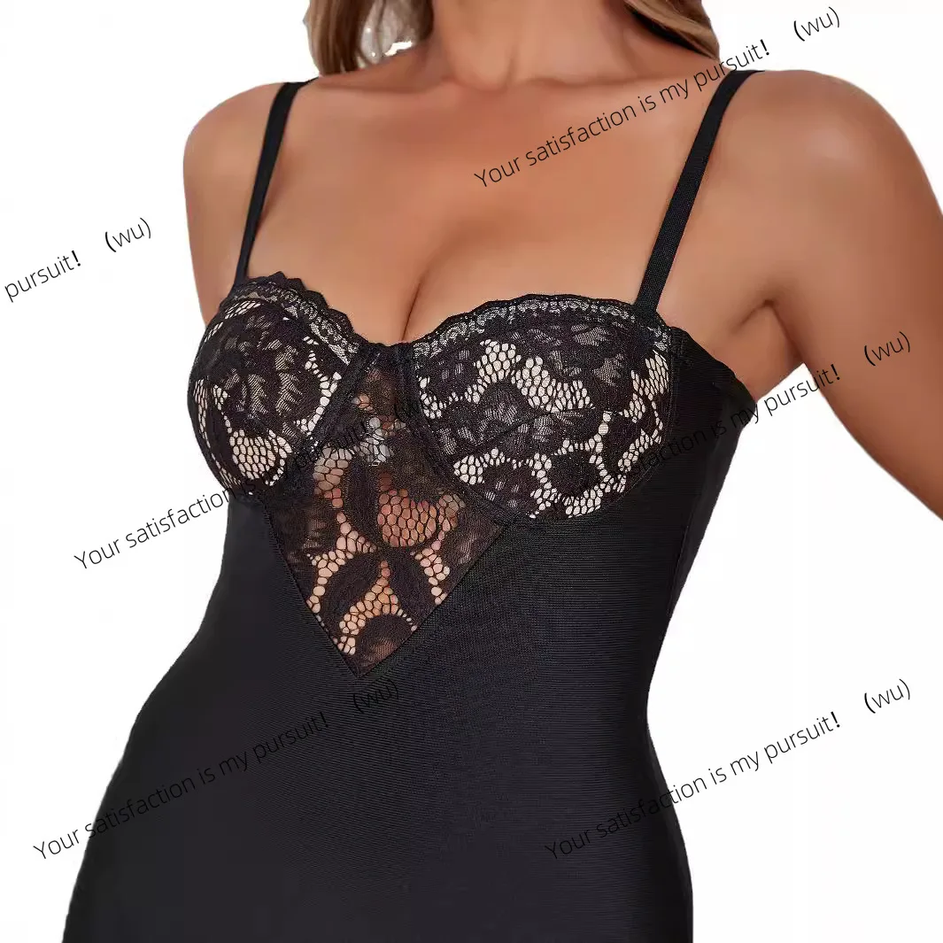Femininity suspender lace backless bandage dress