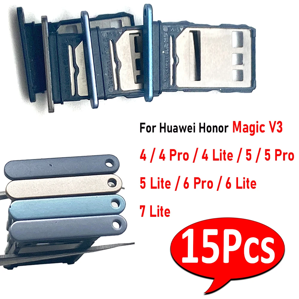 

15 шт., двойная карта, новинка для Honor Magic V3 4 5 6 Pro 7 Lite, держатель для SIM-карты, лоток для чипа, держатель ящика, адаптер, гнездо, детали