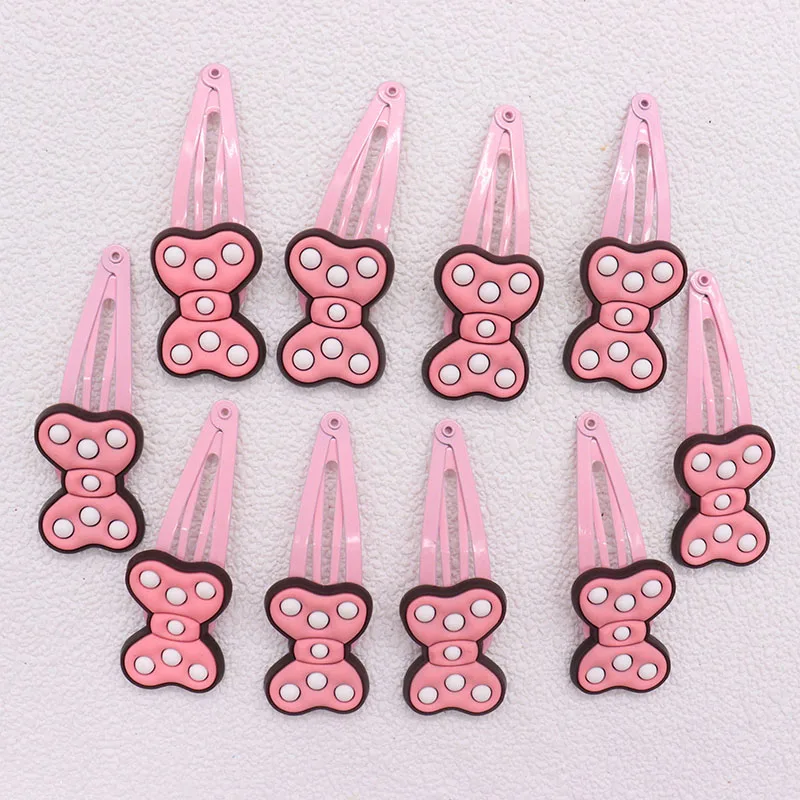 10Pcs Lovely Bow Cartoon Hair  Clip BB Hairpins PVC Hair Accessories  Baby Children  Headwear Kids Gift Hair Barrettes for Girls