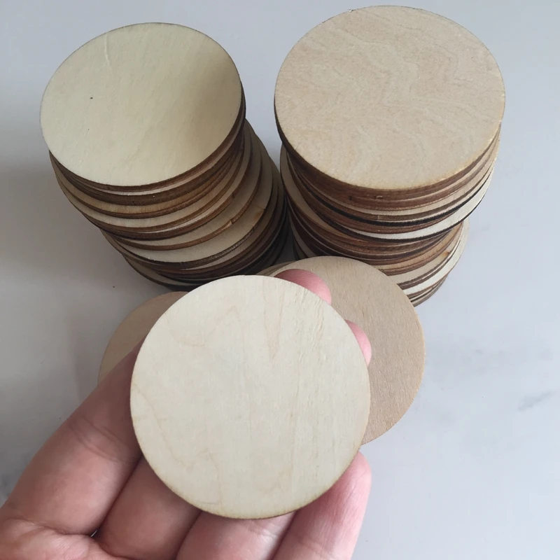 

50 шт. 50 мм круги из натурального дерева, деревянные диски, незавершенные круглые украшения