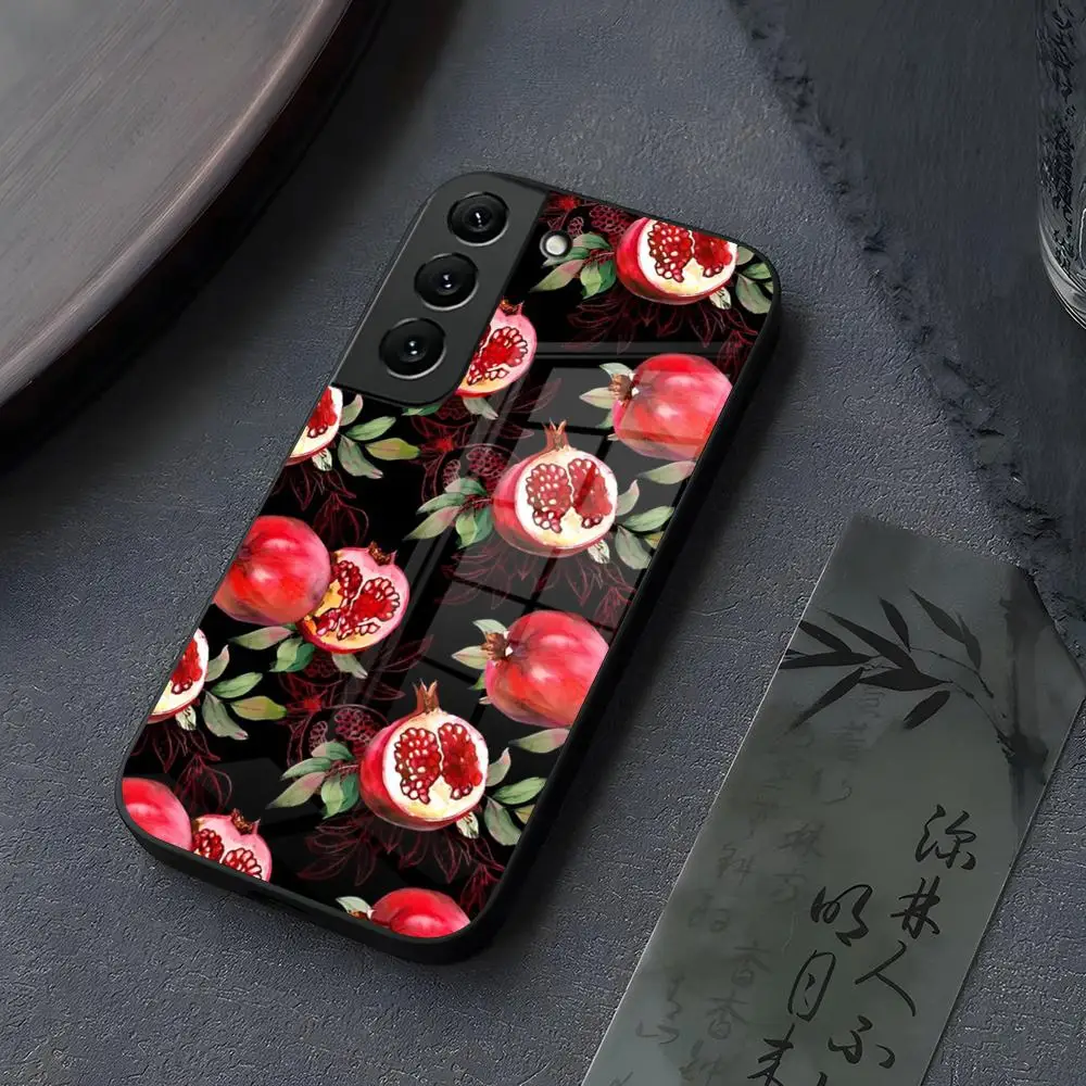 Food Fruit Red Pomegranate Glass for Samsung Galaxy S24 S21 S22 S20 S23 Ultra Fe Plus A34 A54 A24 A52 Coque