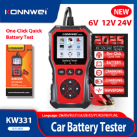 2025 New KONNWEI Professional Car Battery Tester 6V-12V-24V 100-2000 CCA Cranking Charging Circut Analyzer Battery Tools KW331