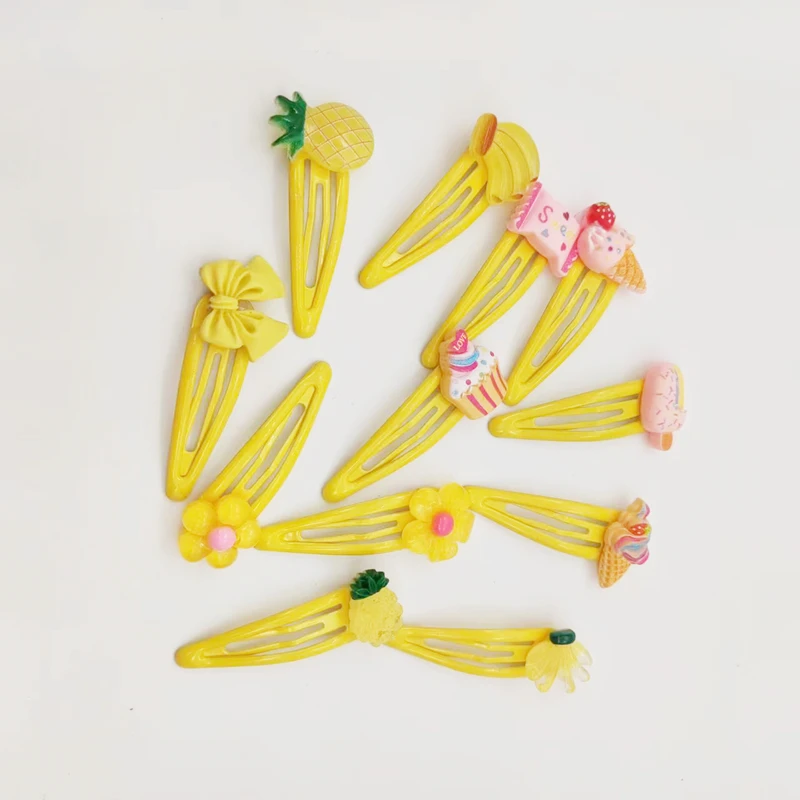 1Set Yellow Color Fruits Hairpins Children Girls Sweet Rainbow Lollipop Hair Clips Fashion Hair Accessories For Kids Headdress