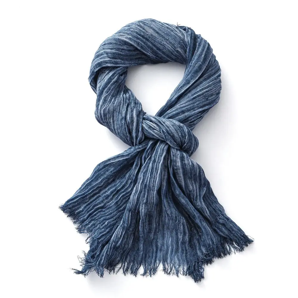 

Crinkle Design Cotton Linen Scarf Lightweight Soft Warm Winter Men's Scarf Breathable Men's Scarves Unisex Accessories