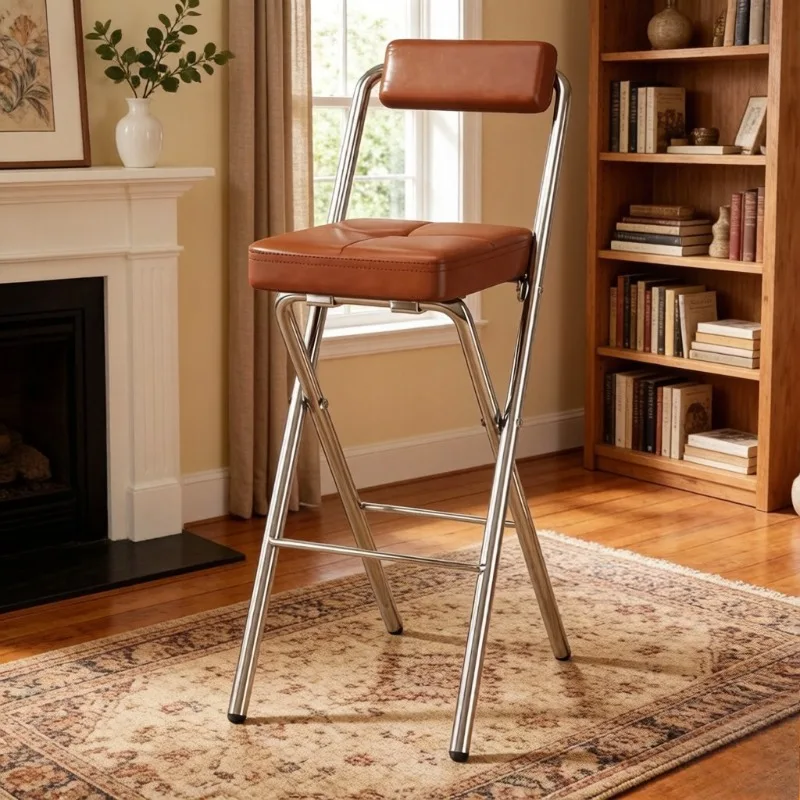 Foldable Bar Stools with Backrest for Adults, Comfortable High Bar Chairs for Long Sitting, High Stools for Kitchen