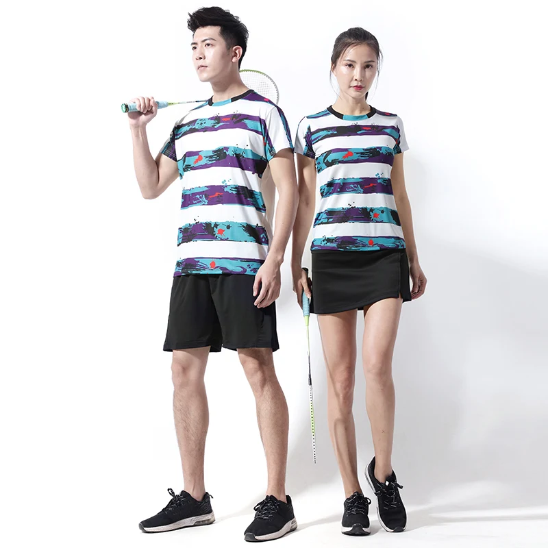Table Tennis T-Shirts for Men Women  O- Collar Quick Dry Tennis T Shirt, Game Badminton Clothes Quick Dry Fitness Running Shirs