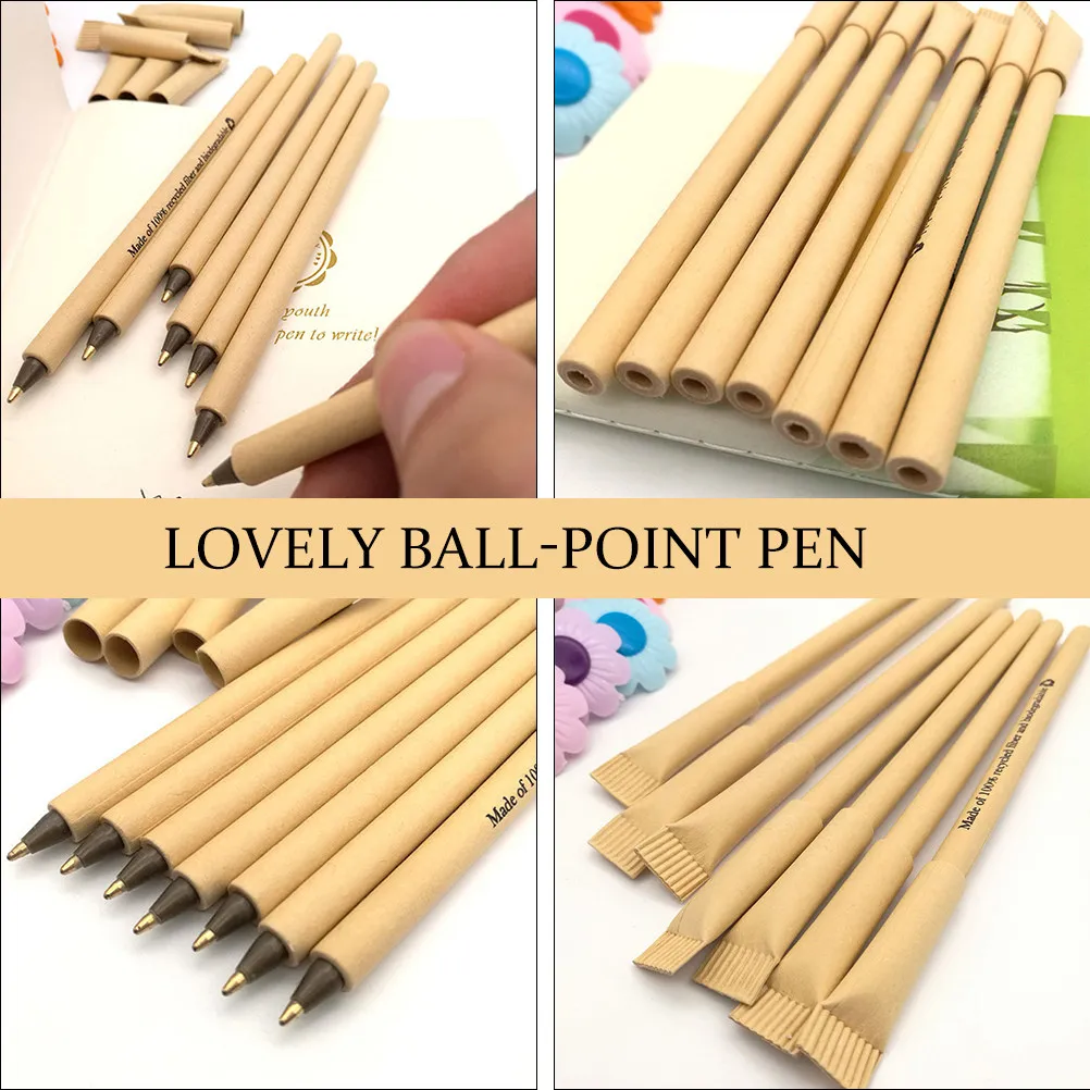 15pcs Ballpoint Pens for Students – Kraft Paper Tube Writing Pens for Study & Office