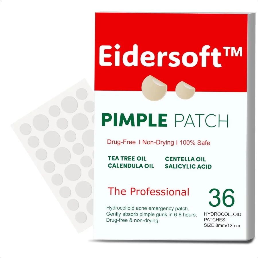 Original Hydrocolloid Acne Pimple Patches for Face 36 Count Invisible Spot Stickers with Salicylic Acid Tea Tree Oil for Zits B