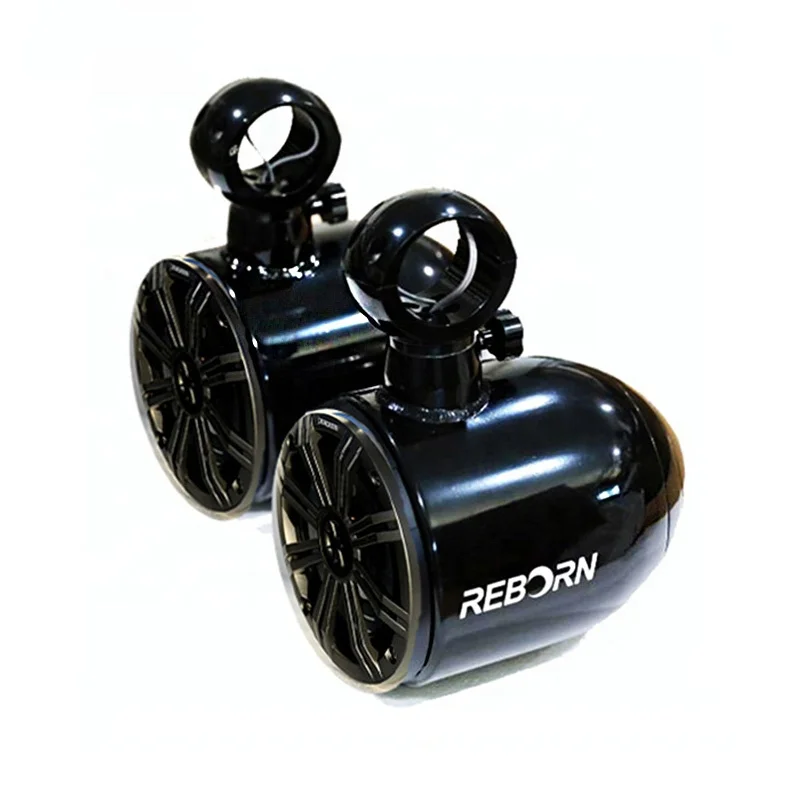 Pair of 6 1/2in Waterproof Rotatable Boat Wakeboard Tower Speaker Black