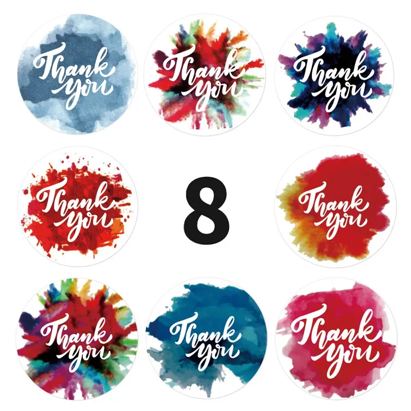 50-500pcs 8 styles Thank You Sticker for Seal Labels Round Floral Multi Color Labels Sticker handmade offer Stationery Sticker