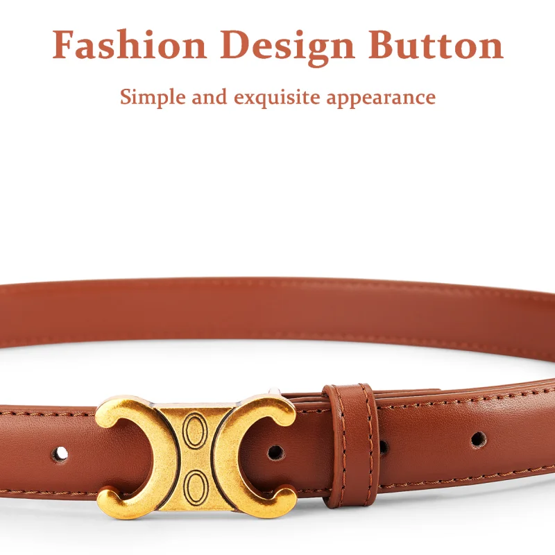 Luxury women's belt, genuine leather belt, gold buckle, 2-piece discount set, casual style belt for women, dress, jeans belt