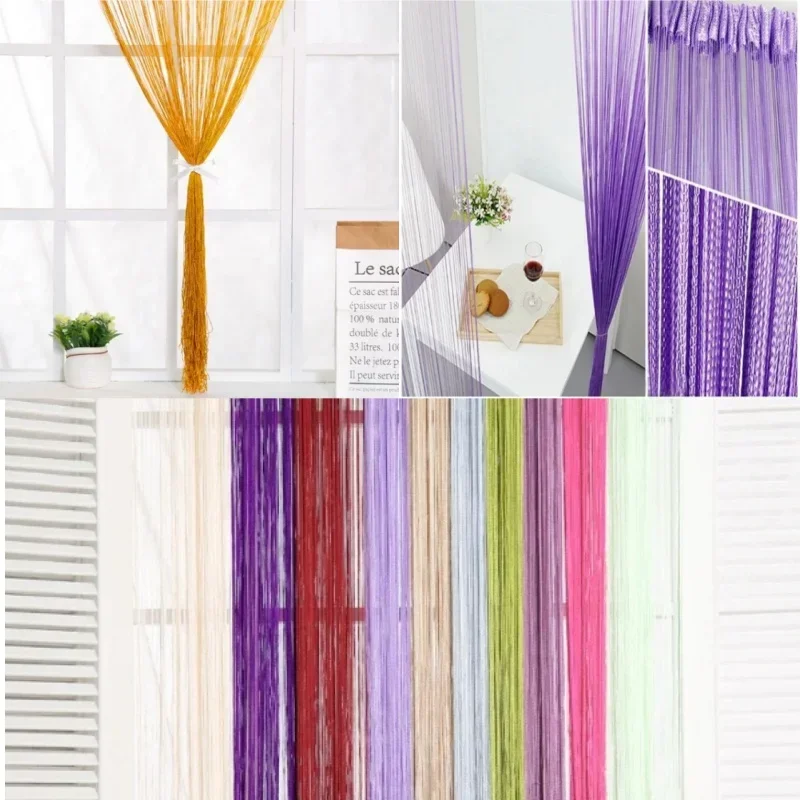 100CM X 200CM Thread Curtain Ribbon String Screen Divider Blind Tassel Curtain For Living Room Door Wall Window Home Decor Panel