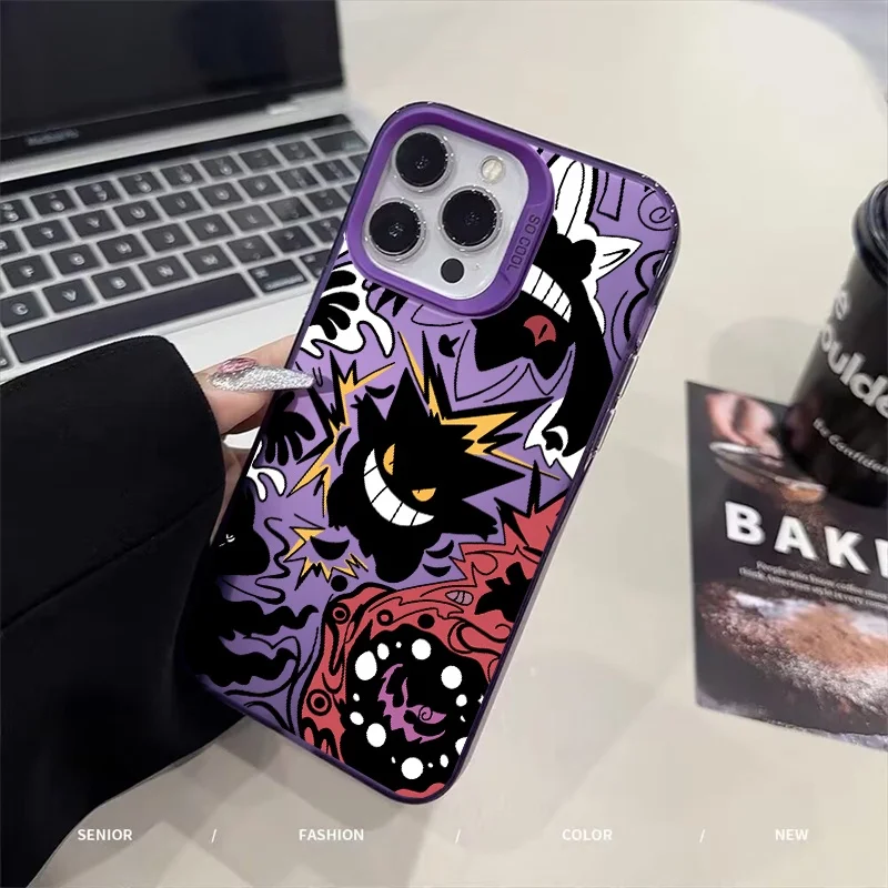 Casing Gengar Ungu untuk Samsung Galaxy S25 Edge S24 S23 S22 S21 S20 Plus Ultra S23FE S24FE A55 A35 A54 A34 Casing Penutup IMD Keras