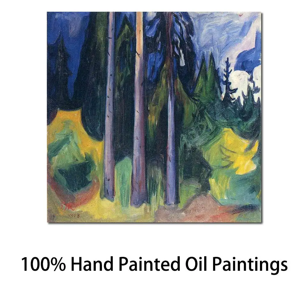 

Abstract Landscape Canvas Art Forest Paintings by Edvard Munch Modern Artwork High Quality Hand Painted Living Room Decor