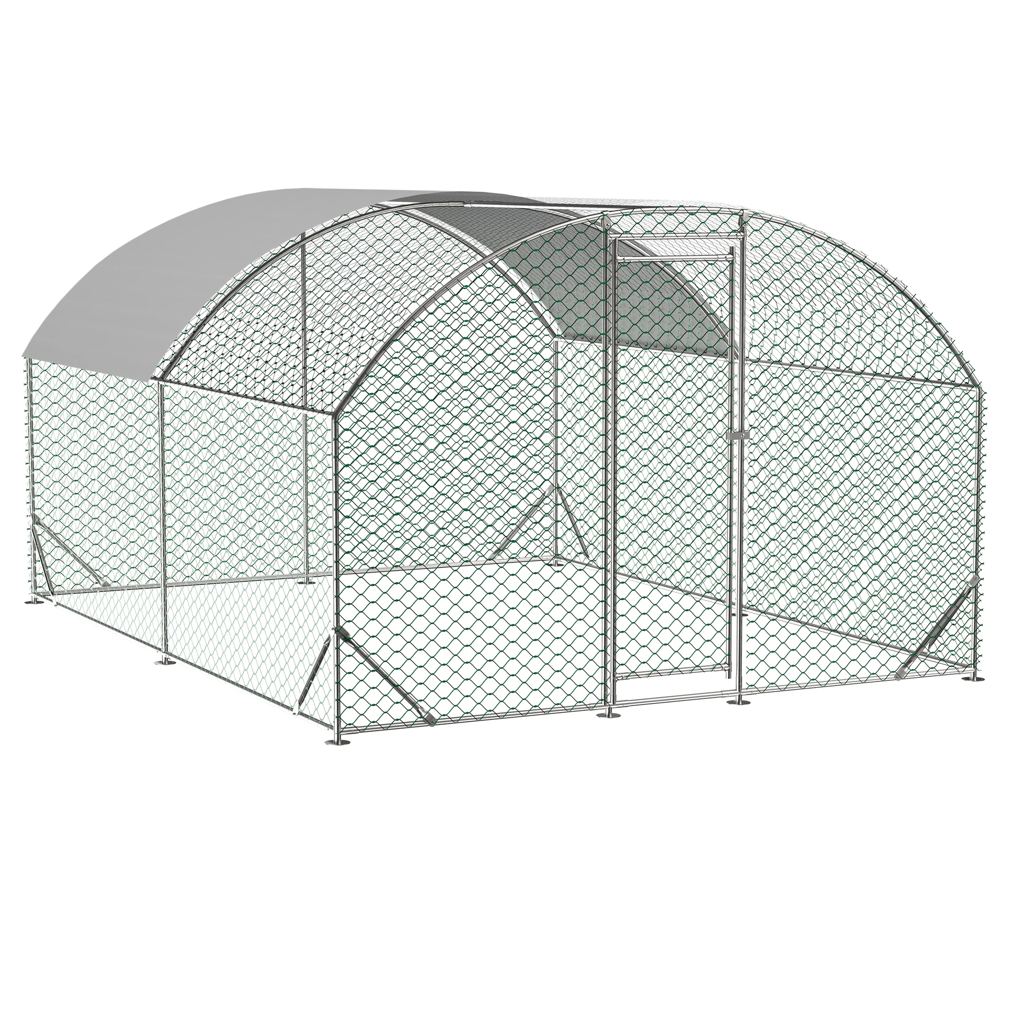 

Large Chicken Coop Metal Chicken Run with Waterproof and Anti-UV Cover, Dome Shaped Walk-in Fence Cage Hen House for Outdoor and