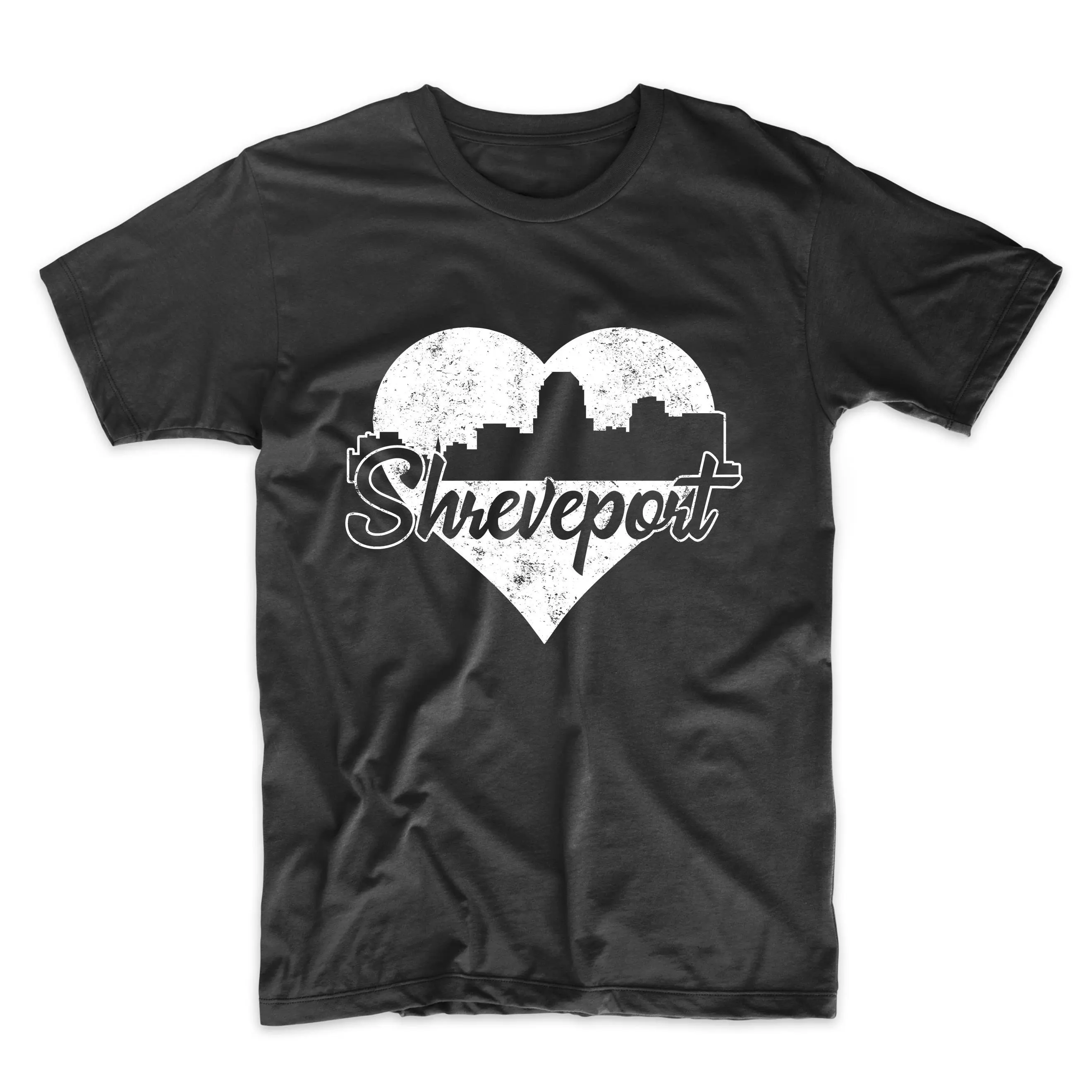 Men'S Shreveport T Shirt Retro Louisiana Skyline Heart Distressed