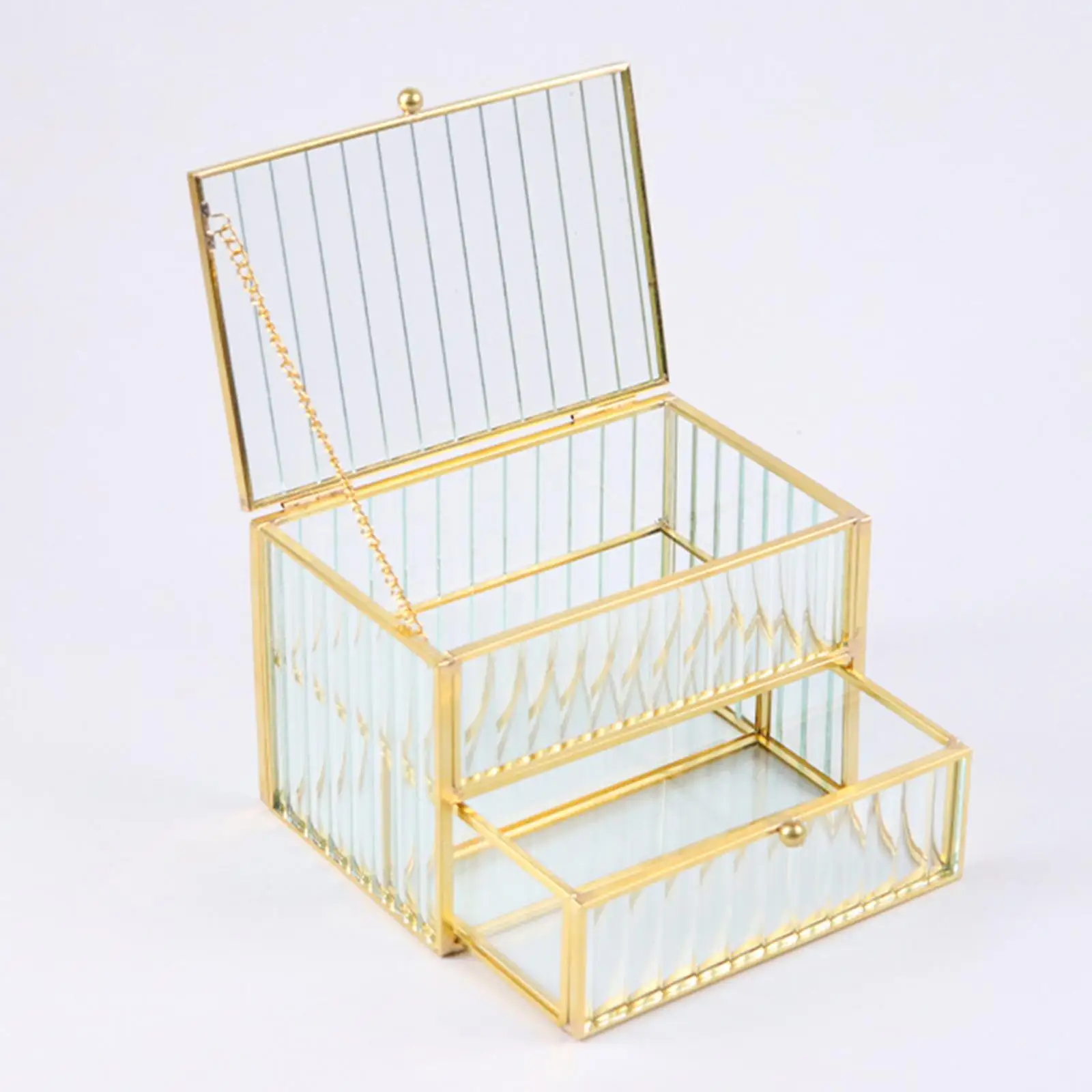 Jewelry Box Vintage Design 2 Tier Home Decor Container Clear Ideal Gift Organizer, Trinket Box, for Earrings Tabletop