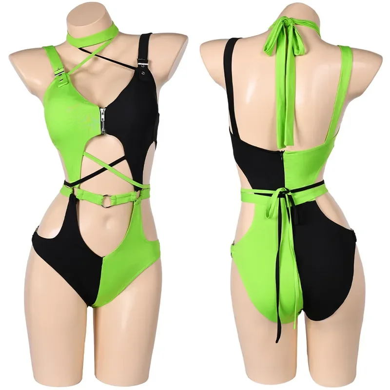 Shego Cosplay Costume para Mulheres, Roupa Sexy, Top e Calças, Traje Disfarçado, Fantasia, Dia Das Bruxas, Carnaval, Festa, Lingerie Feminina