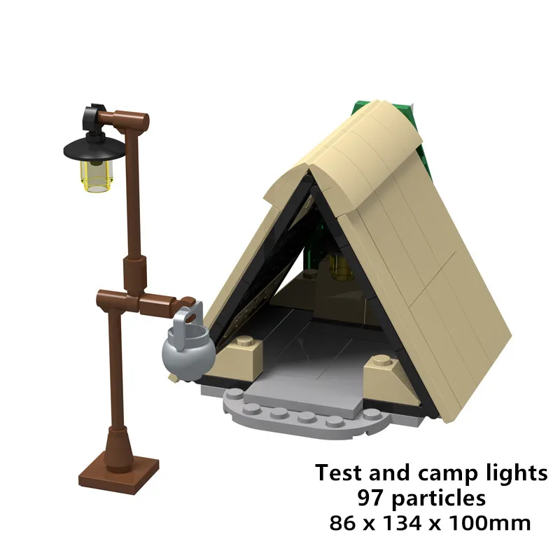 Building Blocks Picnic Equipment Tent Camp Lights Barbecue Table Folding Chairs Creative Scene Accessories Assembly Kids Toys