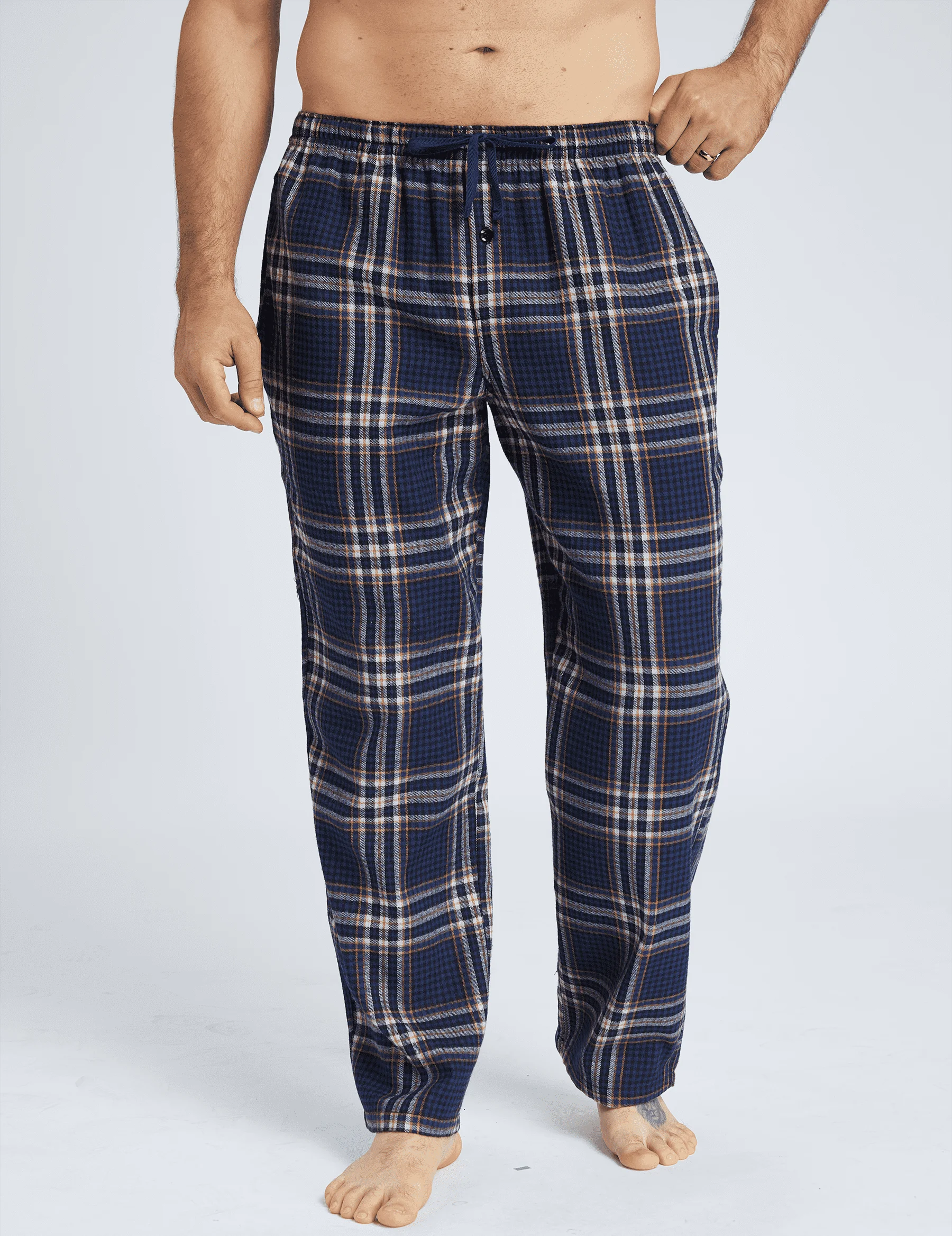 JupiterSecret 3pcs Mens Pajama Pants Set Flannel Cotton Plaid Sleepwear & Lounge Pants Home PJ Bottoms with Pockets and Button