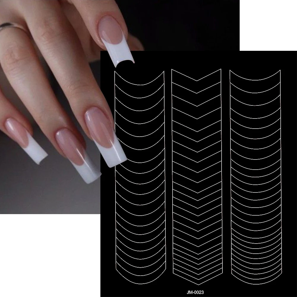 1 st 9 stijl Hollow Out Franse Nail Art Sticker 3D Zelfklevende Franse Airbrush Nail Gidsen Decal DIY Elegante Franse Manicur ﻿ ﻿ ﻿ ﻿ ﻿
