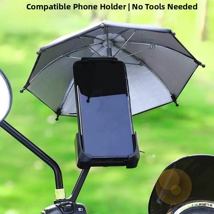 Car-Mounted Sunshade Umbrella Phone Holder Navigation Stand Rain And Sun Protection Mobile Phone Umbrella Black Glue Fabric