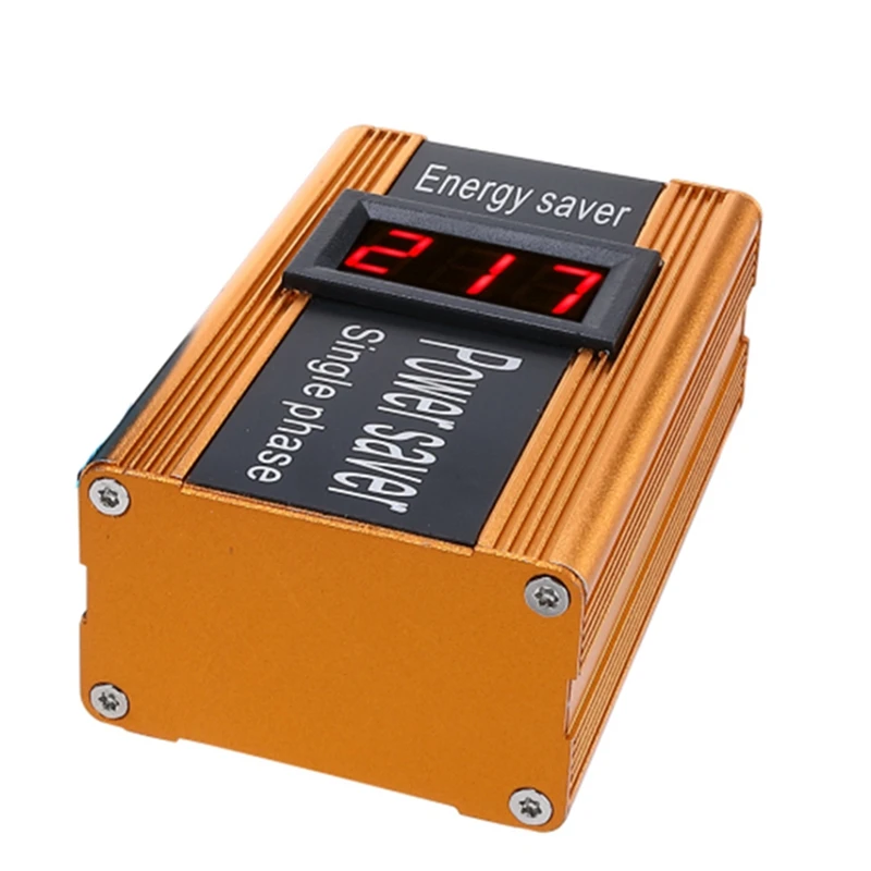 

Intelligent Power Saver Energy Saving Devices Smart Power Factor Saver Electricity Saving Box 100KW Gold EU Plug