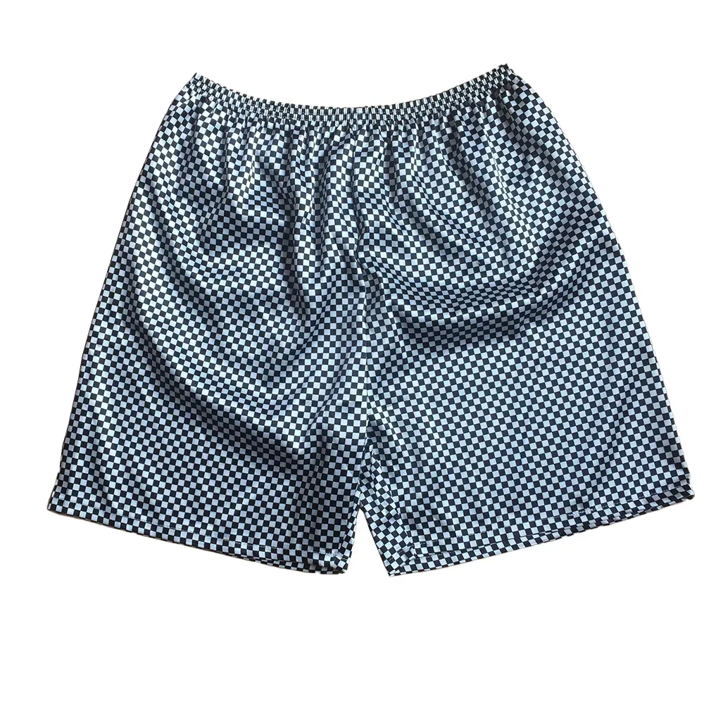 Ropa de dormir, pantalones cortos, informal, emulación de seda, ropa de salón, pijamas para hombre, estampado a cuadros, verano