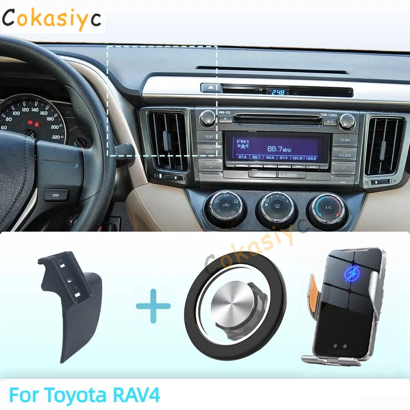 Suporte de Telefone Magnético para Carro Feito Sob Medida para Toyota RAV4 RAV 4 2013-2017 2018 2019 com Carregamento Sem Fio e Sensor Inteligente
