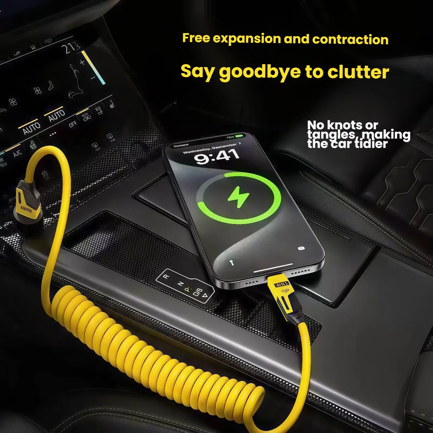 

Выдвижной кабель для быстрой зарядки 4-в-1, 65 Вт, USB-C PD, пружинное зарядное устройство 1,2 м для iPhone, iPad, Android, ноутбуков