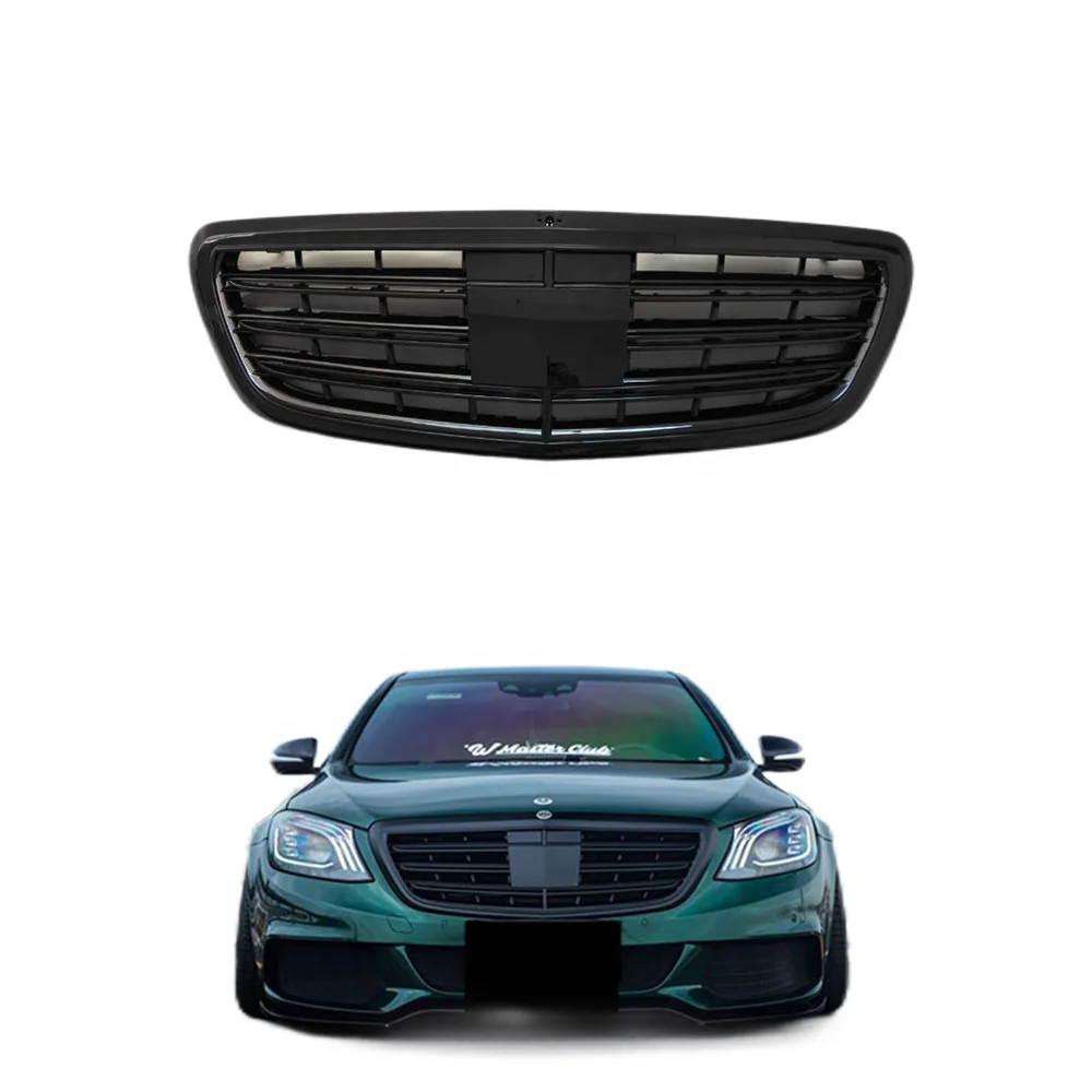 For W222 B900 S65 Style Grille 2014-2020 Old to New Set Front Bumper Rear Diffuser Exhaust Tip PP Plastic Body Kit