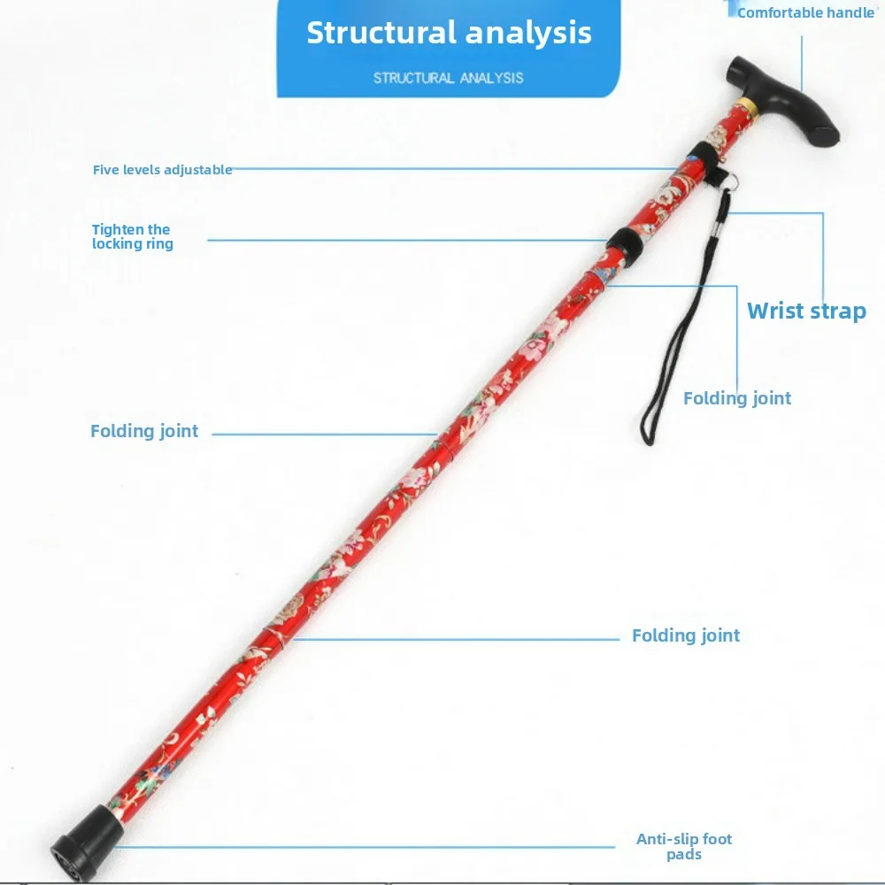 5-Section Trekking Poles Aluminum Alloy Collapsible Telescopic Lightweight Hiking Sticks Portable Walking Canes Outdoor Seniors