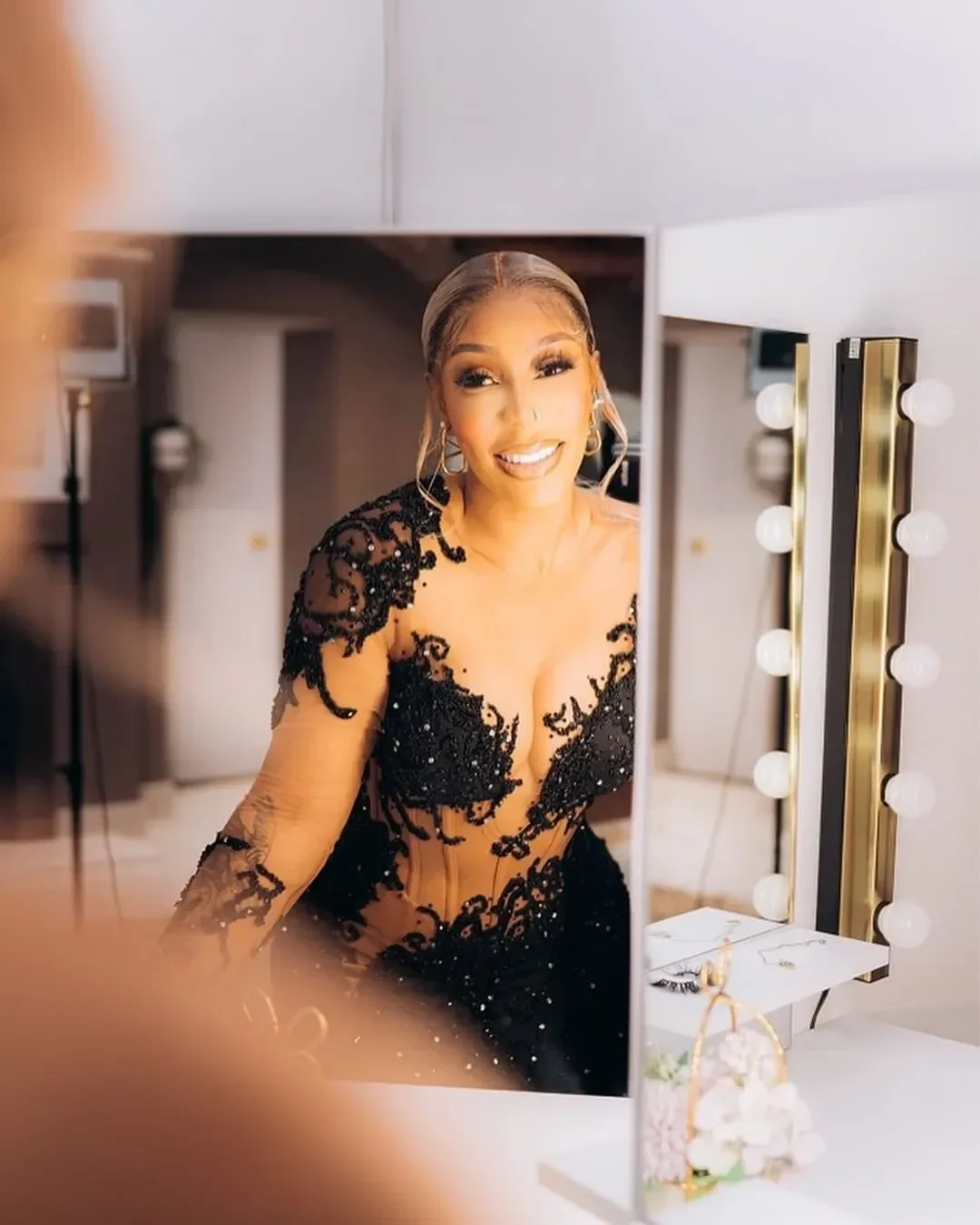 Beaded Evening Formal Party Second Reception Birthday Engagement Gowns 2024 Plus Size Arabic Aso Ebi Black Mermaid Prom Dresses