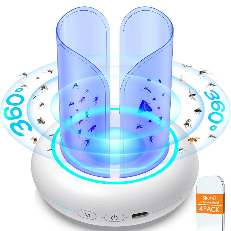 Rechargeable 360 Degree UV Mosquito Killer Lamp Purple Light Fly Trap Insect Catcher For Indoor Home Bedroom