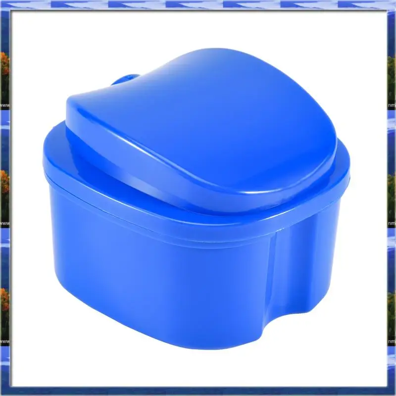 AS59 - Custodia per protesi, tazza per protesi con filtro, scatola da bagno per protesi, scatola per denti finti con supporto per contenitore a rete per cestino per Tra