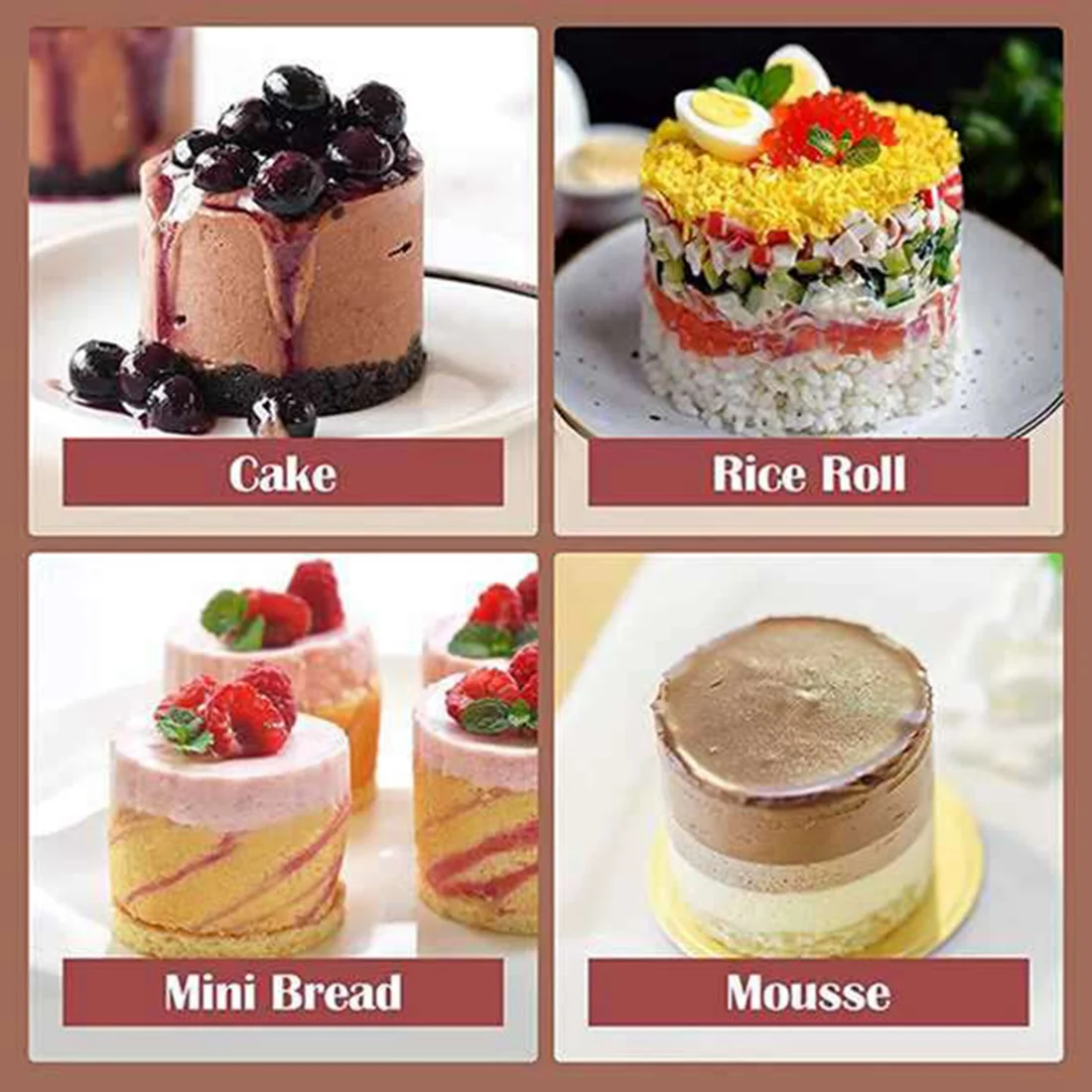 MALL 10 Pieces Stainless Steel Mousse Rings Round Biscuit Cutter Cake Mold Kitchen Baking Pastry Tool for Tart,Fondant,Etc