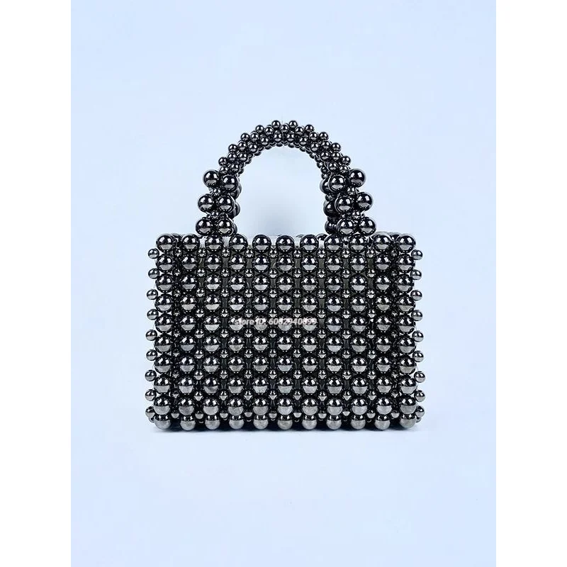 

Элегантная мини-сумка ручной работы из жемчужного кружева, модная женская сумка-тоут в стиле бохо, пляжная сумка через плечо с бусинами