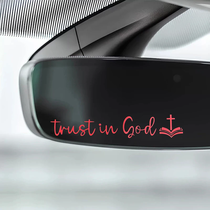 

New Cute Christian Car Mirror Decal Trust In God Faith Religious Vinyl Decal For Women Inspirational Auto Sticker