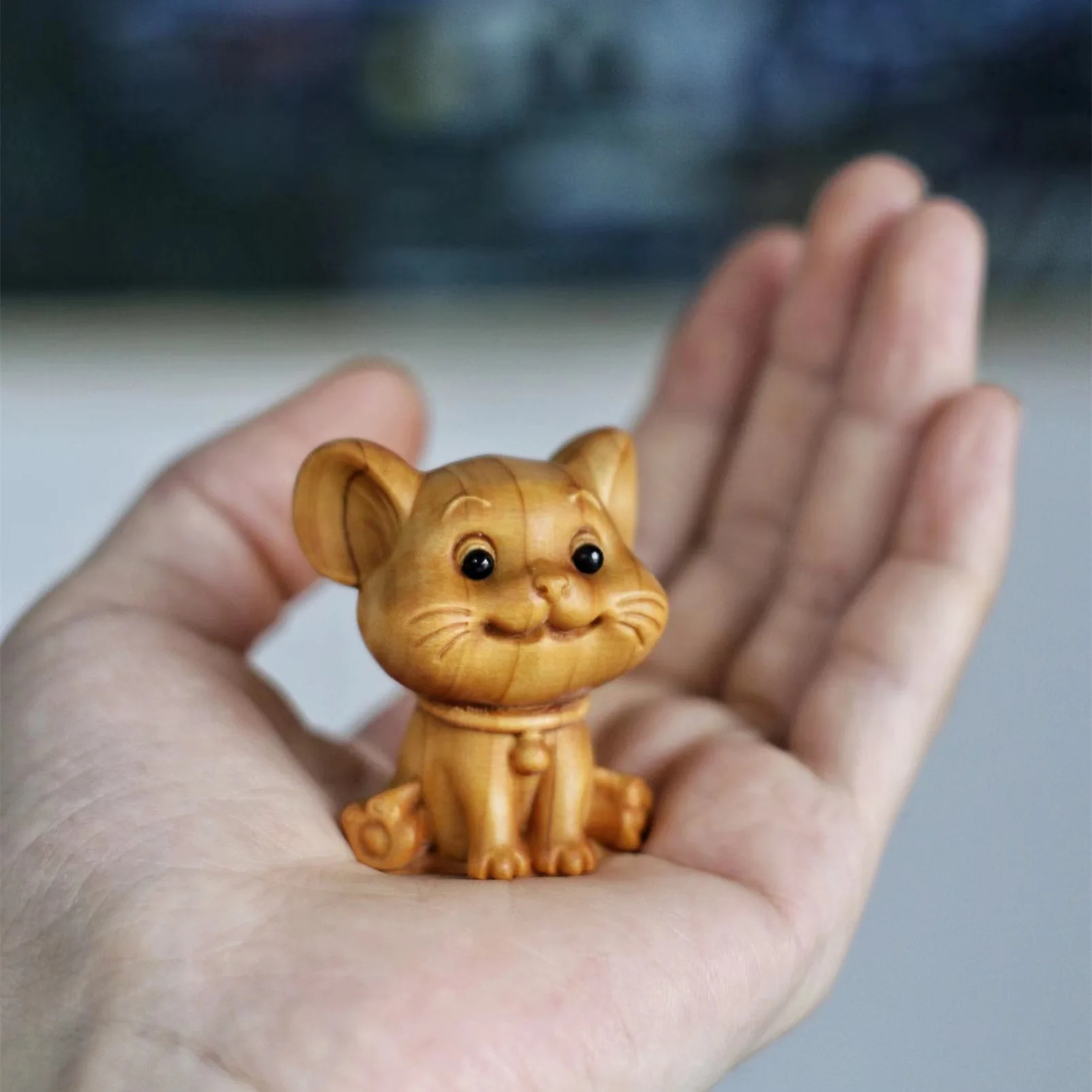 Wooden Cat Ornament miniature Cute Cat Dog Rabbit Small Animal Figurine souvenirs DIY Pendant home Decor crafts Children\'s Gift