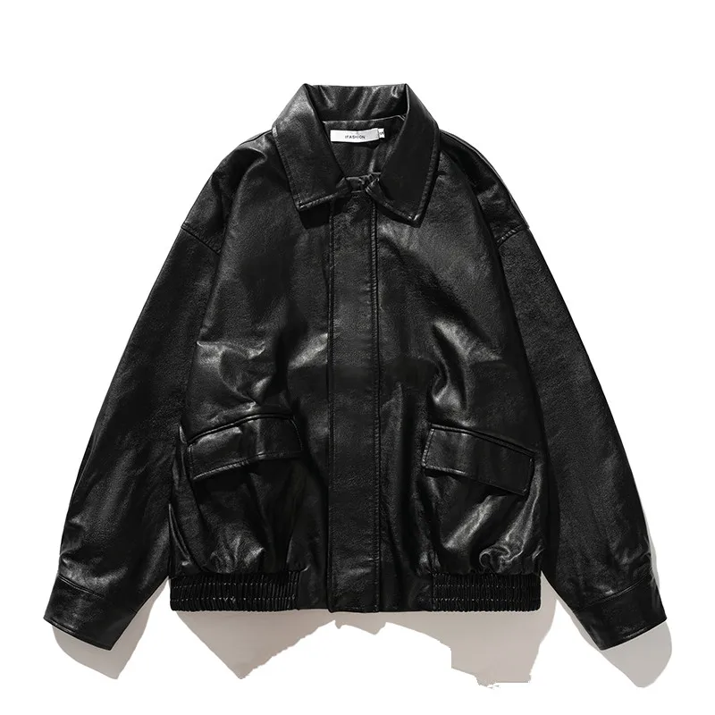 

Men Japanese Style Leather Jacket Men's Trendy Brand Cool Street Trend Jackets Autumn and Winter New Men's PU Leather Jacket
