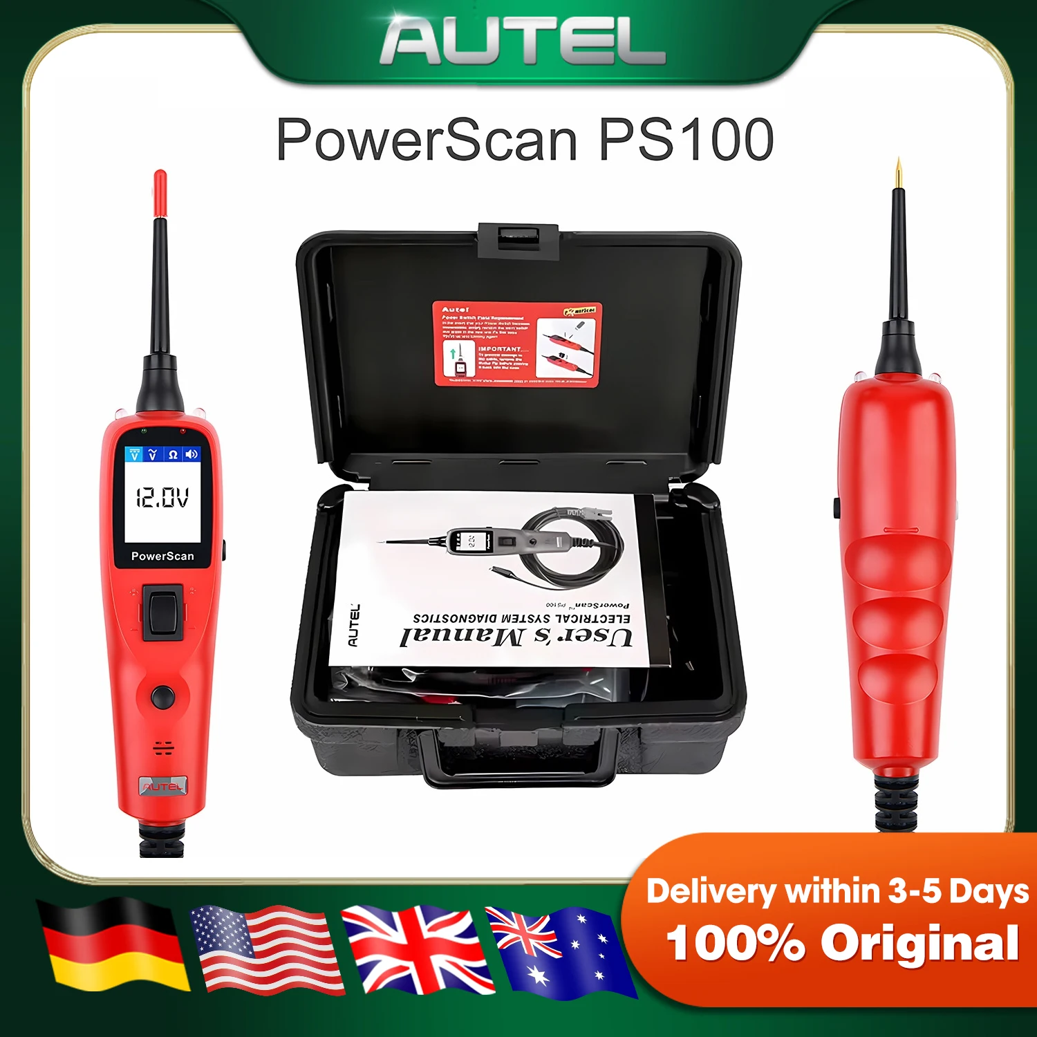 Autel PowerScan PS100  Electrical System Diagnostic Tool  Automotive Circuit Tester Power Circuit Probe Kit