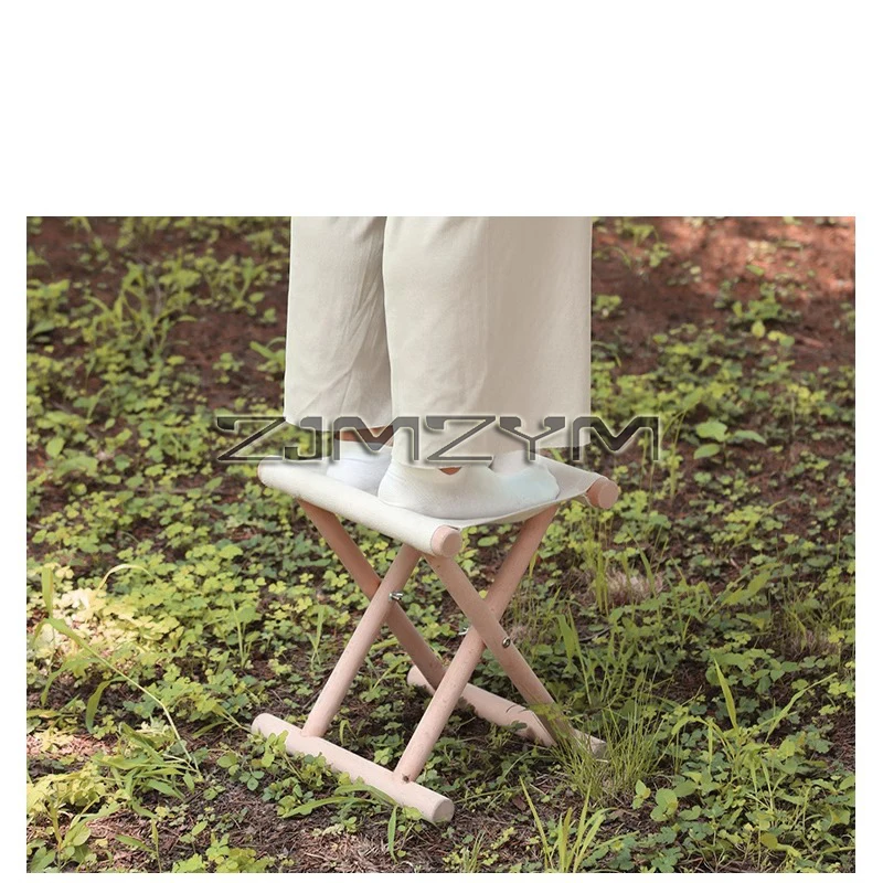 Solid Wood Maza Stool Soft Seat Bench Portable Outdoor Foldable Household Camping Picnic Party Stool Bench Fishing Chair