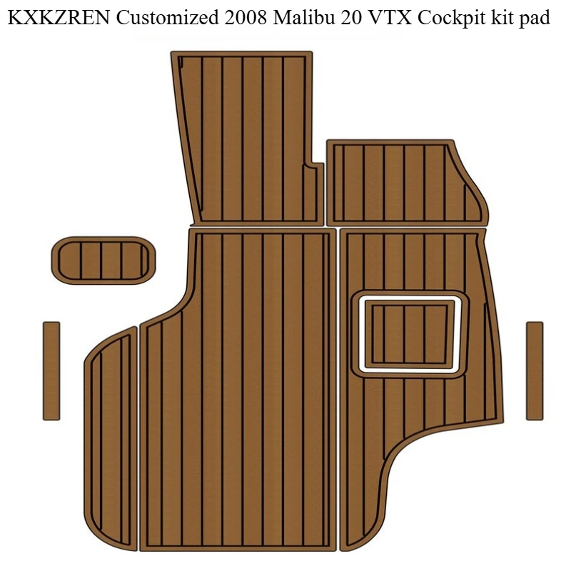 KXKZREN مخصص 2008 ماليبو 20 VTX وسادة قمرة القيادة فو خشب الساج إيفا رغوة صفائح الأرضيات البحرية لليخوت ذاتية اللصق سطح السفينة ورقة حصيرة