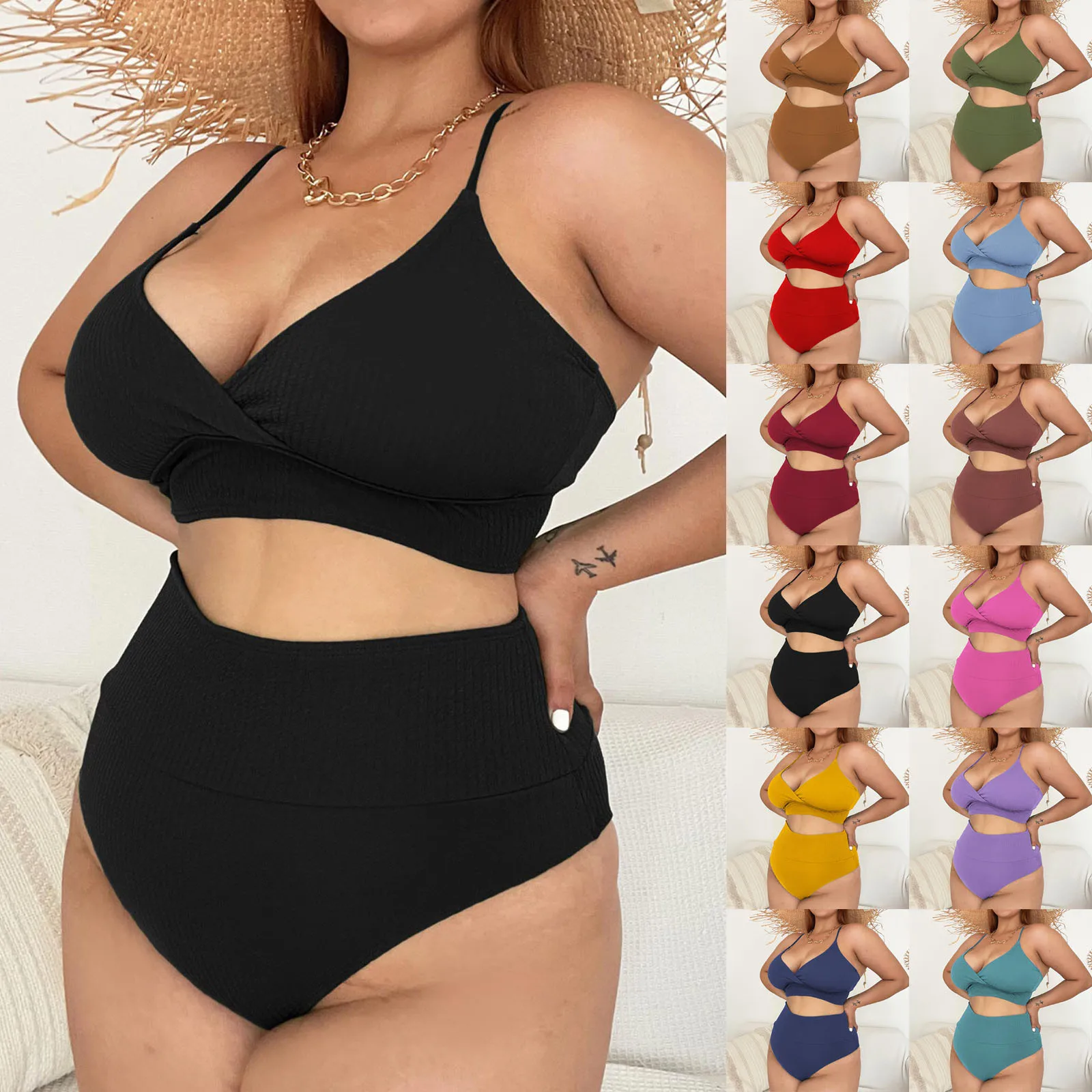 

Stock Drop Bandage Push Up Bra Women's Sexy Bikini Set Solid Bathing Suit Shorts Women Long Swim Top Women Crop Swim Boys