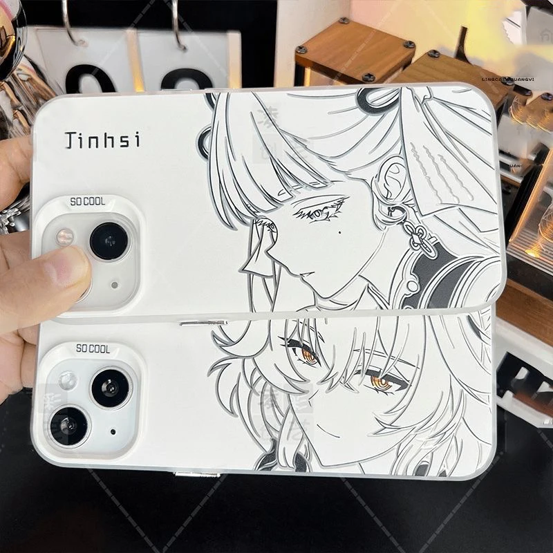 

Luxury Wuthering Waves Jinhsi Changli Silver Soft Case protection for iPhone 16 15 13 12 11 14 Pro Max XR 7 8 Plus X Hard Coque